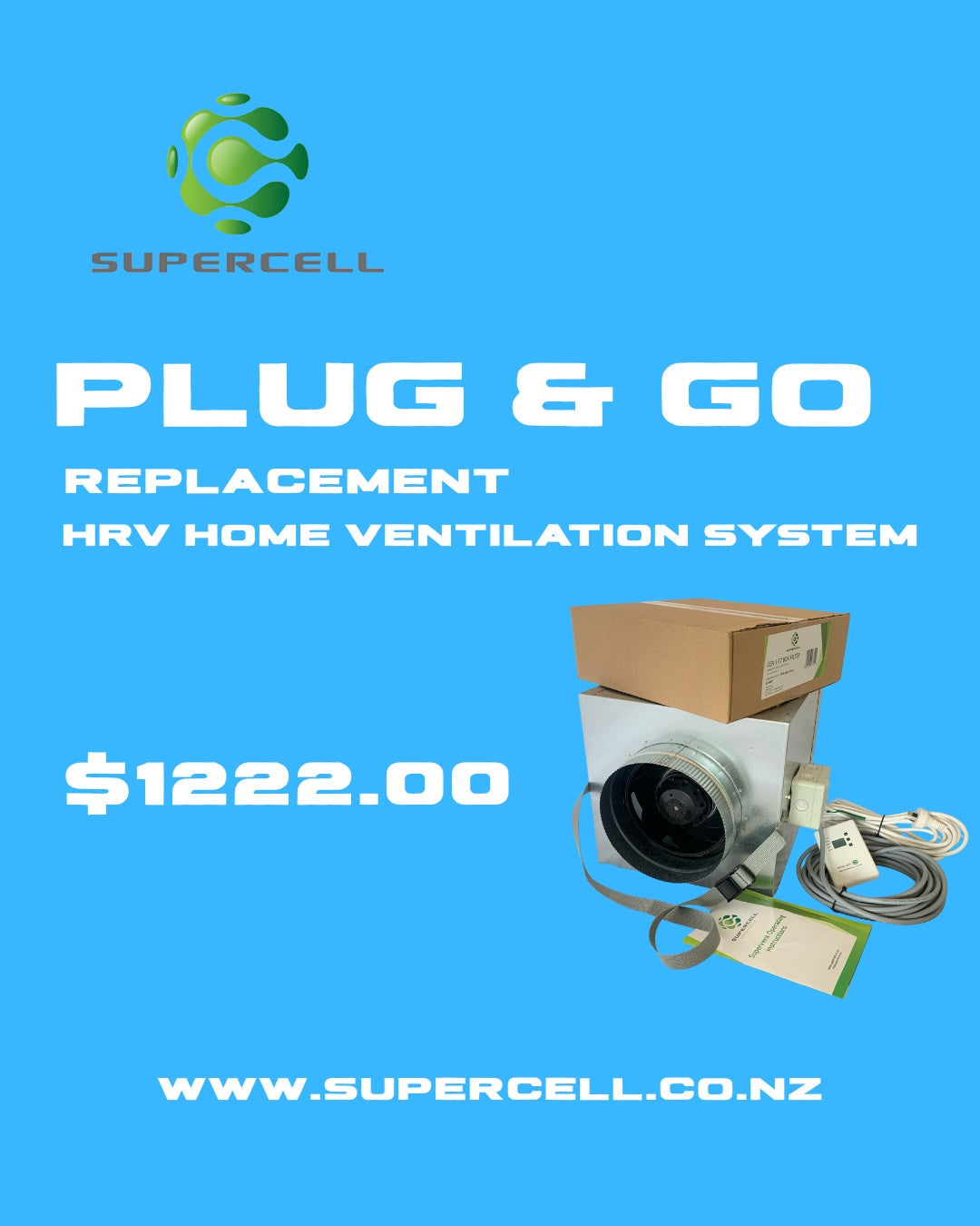 HRV ventilation replacement system 1,2,3,4 fan systems from $1222